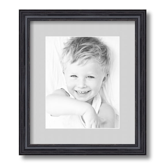 ArtToFrames 12x14 Matted Picture Frame with 8x10 Single Mat Photo Opening Framed in 1.25 Black Stain on Solid Red Oak and 2 Candlewick Mat (FWM-4083-12x14)