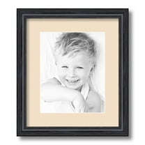 ArtToFrames 12x14 Matted Picture Frame with 8x10 Single Mat Photo Opening Framed in 1.25 Black Stain on Solid Red Oak and 2 French Creme Mat (FWM-4083-12x14)