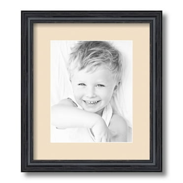 ArtToFrames 12x14 Matted Picture Frame with 8x10 Single Mat Photo Opening Framed in 1.25 Black Stain on Solid Red Oak and 2 French Creme Mat (FWM-4083-12x14)