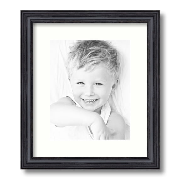 ArtToFrames 12x14 Matted Picture Frame with 8x10 Single Mat Photo Opening Framed in 1.25 Black Stain on Solid Red Oak and 2 Light Cream Mat (FWM-4083-12x14)