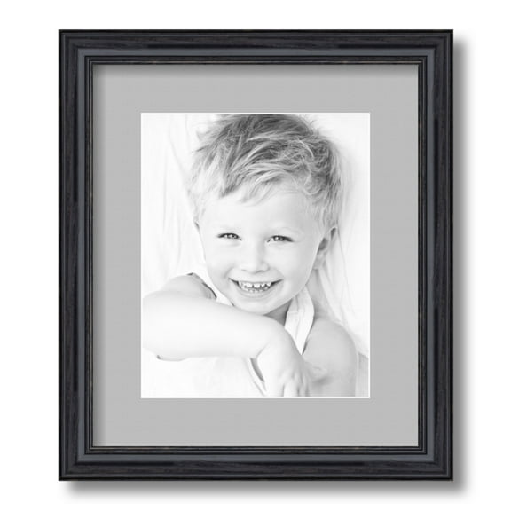 ArtToFrames 12x14" Matted Picture Frame with 8x10" Single Mat Photo Opening Framed in 1.25" Black Stain on Solid Red Oak and 2" TV Grey Mat (FWM-4083-12x14)