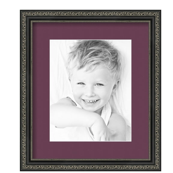 ArtToFrames 12x14" Matted Picture Frame with 8x10" Single Mat Photo Opening Framed in 1.25" Antique Black and 2" Ruby Mat (FWM-5106-12x14)