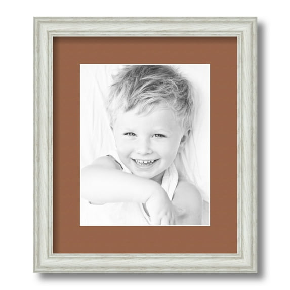ArtToFrames 12x14 Matted Picture Frame with 8x10 Single Mat Photo Opening Framed in 1.25 Off White Wash on Ash and 2 Paloma Mat (FWM-4098-12x14)