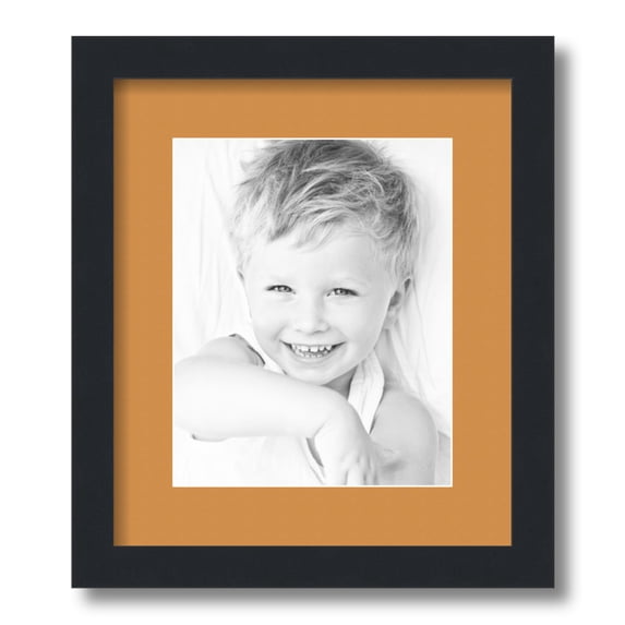 ArtToFrames 12x14 Matted Picture Frame with 8x10 Single Mat Photo Opening Framed in 1.25 Satin Black and 2 Amber Mat (FWM-3926-12x14)