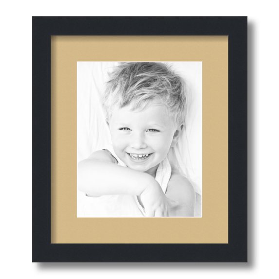 ArtToFrames 12x14 Matted Picture Frame with 8x10 Single Mat Photo Opening Framed in 1.25 Satin Black and 2 Autumn Gold Mat (FWM-3926-12x14)