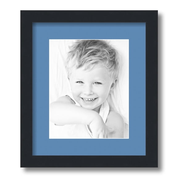 ArtToFrames 12x14 Matted Picture Frame with 8x10 Single Mat Photo Opening Framed in 1.25 Satin Black and 2 Liberty Blue Mat (FWM-3926-12x14)
