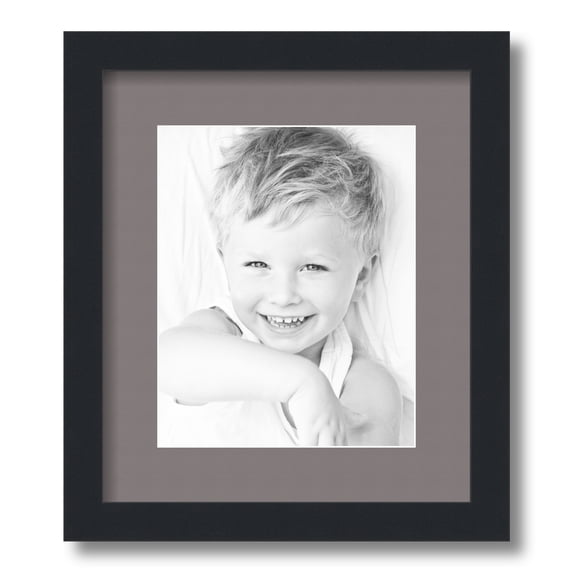 ArtToFrames 12x14" Matted Picture Frame with 8x10" Single Mat Photo Opening Framed in 1.25" Satin Black and 2" Pewter Mat (FWM-3926-12x14)