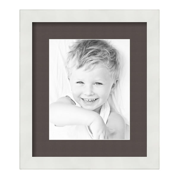 ArtToFrames 12x14" Matted Picture Frame with 8x10" Single Mat Photo Opening Framed in 1.25" Satin White Frame and 2" Chestnut Mat (FWM-3966-12x14)