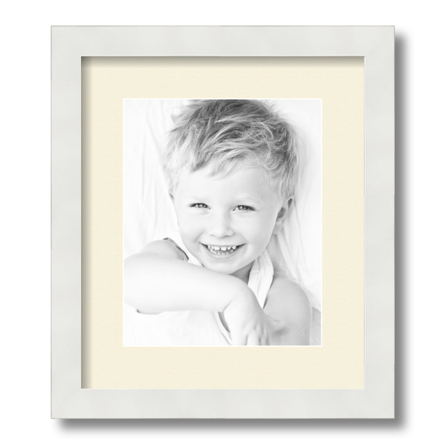 12x14 Satin White Matted Picture Frame with Ivory Mat