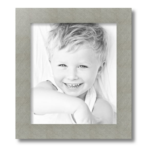 ArtToFrames 12x14" Metallic Deco Silver Picture Frame, Silver MDF Poster Frame, with Regular Glass and Foam Backing 3/16 inch (FBPL-4501)