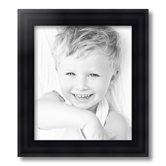 ArtToFrames 12x14" Satin Black Reverse Step Picture Frame, Black Wood Poster Frame, with Regular Glass and Foam Backing 3/16 inch (FBPL-1419)