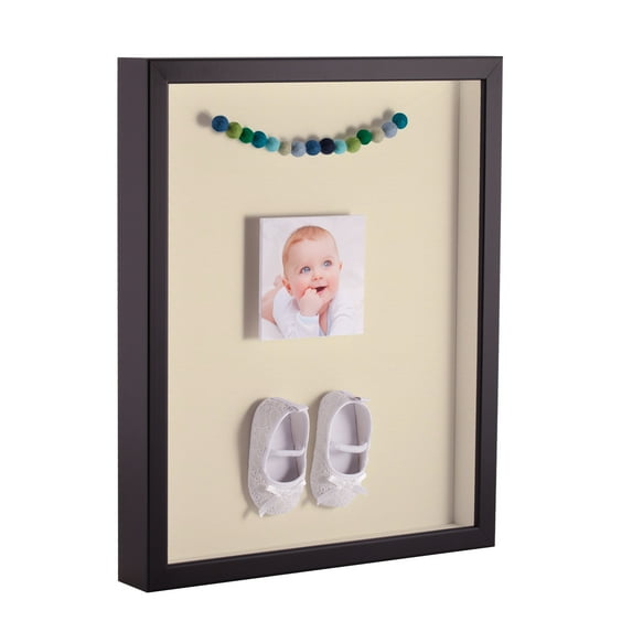 ArtToFrames 12x16 Inch Shadow Box Picture Frame, with a Satin Black Tall 1 Wide Shadowbox frame and Oyster Mat Backing (4654)