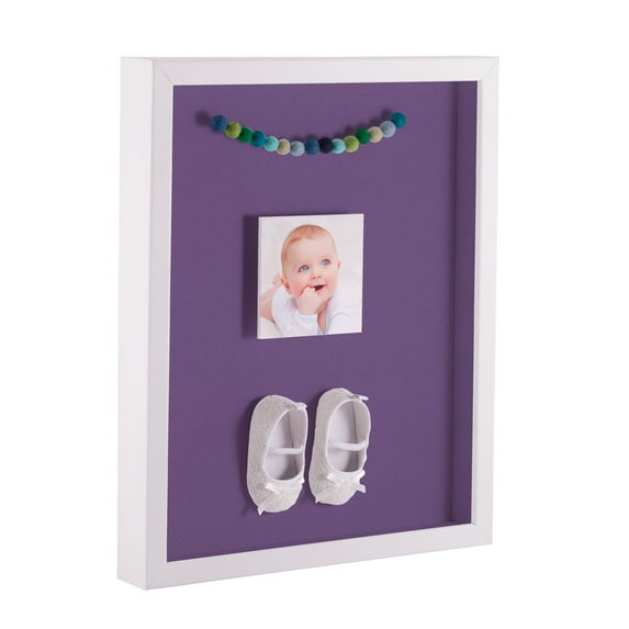 ArtToFrames 12x16 Inch Shadow Box Picture Frame, with a Satin White 1" Wide Shadowbox frame and Grape Mat Backing (4655)