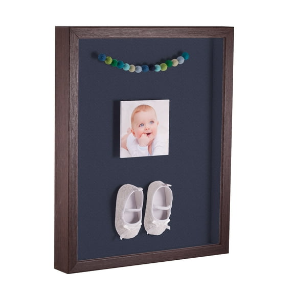 ArtToFrames 12x16 Inch Shadow Box Picture Frame, with a Verlinga Brown 1 Wide Shadowbox frame and Blue Jay Mat Backing (4656)