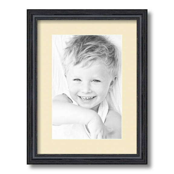 ArtToFrames 12x16 Matted Picture Frame with 8x12 Single Mat Photo Opening Framed in 1.25 Black Stain on Solid Red Oak and 2 Cream Mat (FWM-4083-12x16)