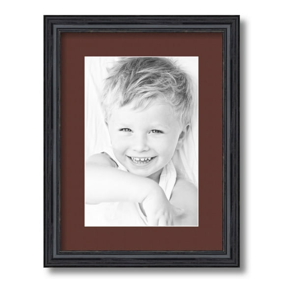 ArtToFrames 12x16 Matted Picture Frame with 8x12 Single Mat Photo Opening Framed in 1.25 Black Stain on Solid Red Oak and 2 Maroon Mat (FWM-4083-12x16)