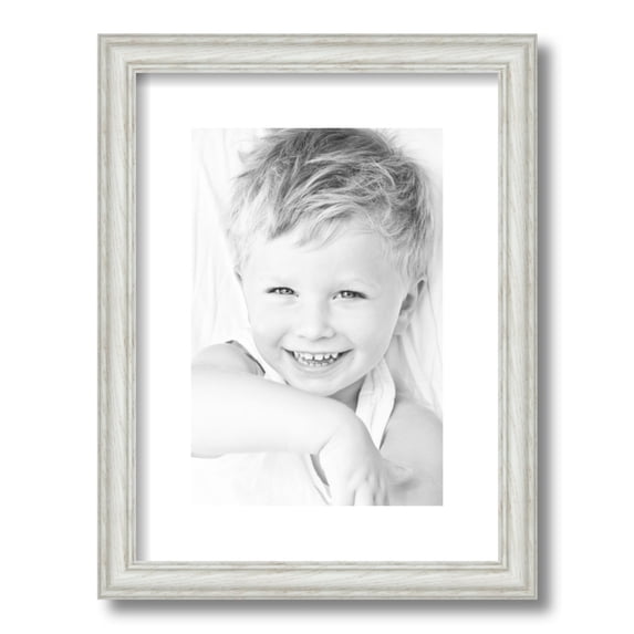 ArtToFrames 12x16 Matted Picture Frame with 8x12 Single Mat Photo Opening Framed in 1.25 Off White Wash on Ash and 2 Crisp Mat (FWM-4098-12x16)