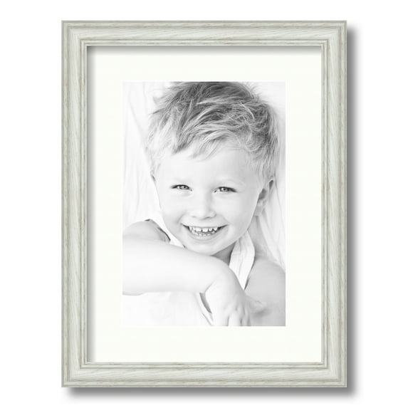 ArtToFrames 12x16" Matted Picture Frame with 8x12" Single Mat Photo Opening Framed in 1.25" Off White Wash on Ash and 2" Porcelain Mat (FWM-4098-12x16)