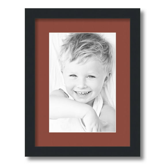 ArtToFrames 12x16" Matted Picture Frame with 8x12" Single Mat Photo Opening Framed in 1.25" Satin Black and 2" Cognac Mat (FWM-3926-12x16)