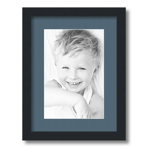 ArtToFrames 12x16" Matted Picture Frame with 8x12" Single Mat Photo Opening Framed in 1.25" Satin Black and 2" Dutch Blue Mat (FWM-3926-12x16)