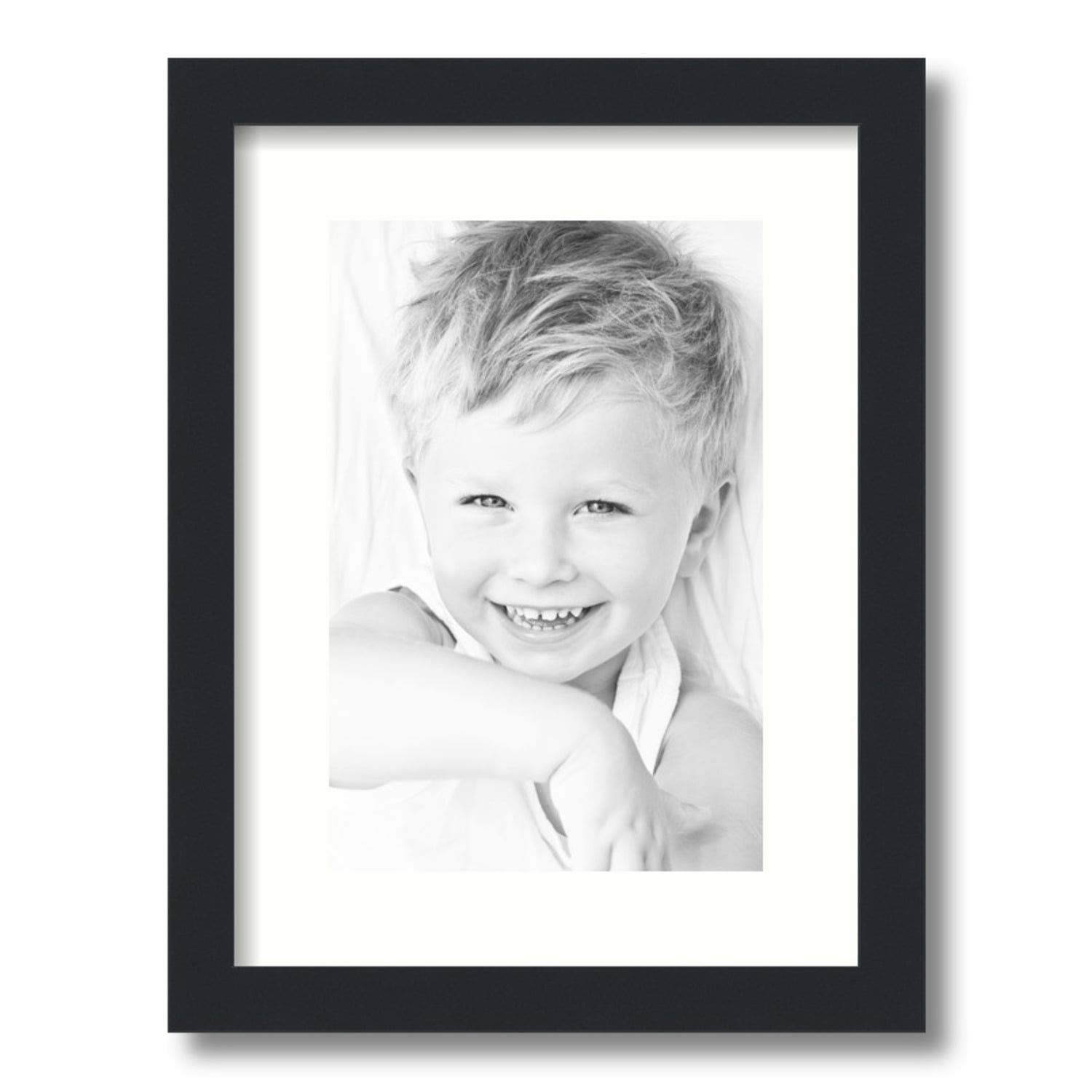 12x16 Satin Black Picture Frame with Light Cream Mat