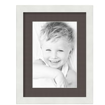 ArtToFrames 12x16" Matted Picture Frame with 8x12" Single Mat Photo Opening Framed in 1.25" Satin White Frame and 2" Chestnut Mat (FWM-3966-12x16)