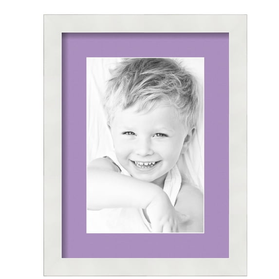 ArtToFrames 12x16" Matted Picture Frame with 8x12" Single Mat Photo Opening Framed in 1.25" Satin White Frame and 2" Lavender Mist Mat (FWM-3966-12x16)