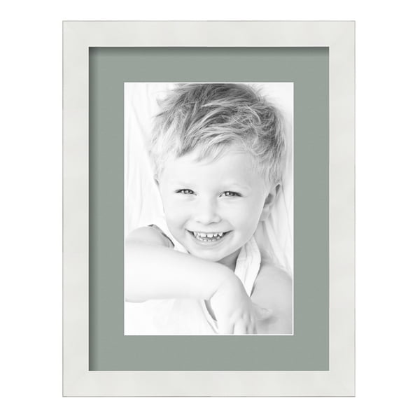 ArtToFrames 12x16" Matted Picture Frame with 8x12" Single Mat Photo Opening Framed in 1.25" Satin White Frame and 2" Silverpine Mat (FWM-3966-12x16)