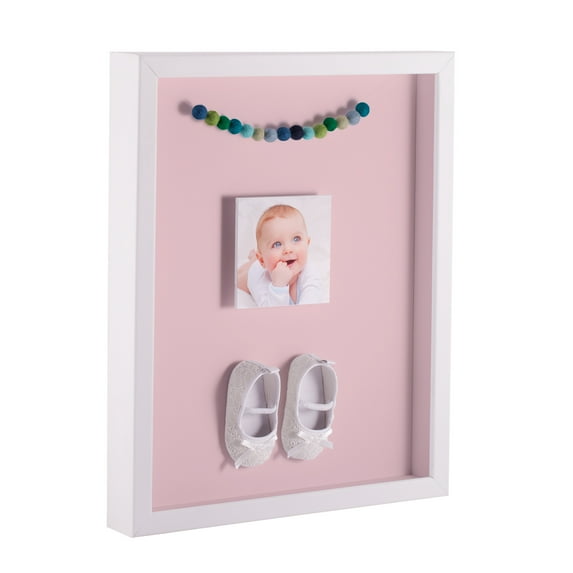 ArtToFrames 12x18 Inch Shadow Box Picture Frame, with a Satin White 1 Wide Shadowbox frame and Hollyhock Mat Backing (4655)