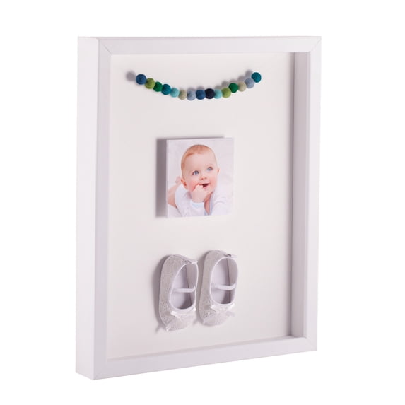 ArtToFrames 12x18 Inch Shadow Box Picture Frame, with a Satin White 1 Wide Shadowbox frame and Porcelain Mat Backing (4655)