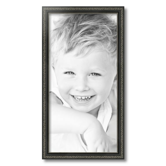ArtToFrames 12x24" Antique Black Picture Frame, Black Wood Poster Frame, with Regular Acrylic (FBPL-5106)