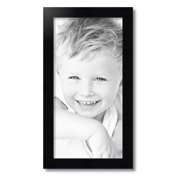 ArtToFrames 12x24 Inch Satin Black Step Lip Picture Frame, This Black Wood Poster Frame is Great for Your Art or Photos, Comes with 060 Plexi Glass (1452)