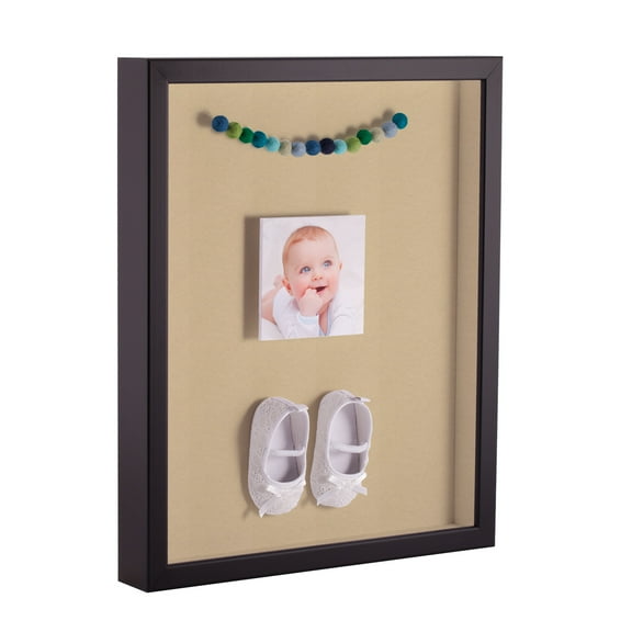 ArtToFrames 12x24 Inch Shadow Box Picture Frame, with a Satin Black Tall 1 Wide Shadowbox frame and Green Whisper Mat Backing (4654)