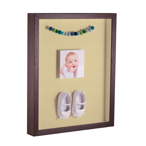 ArtToFrames 12x24 Inch Shadow Box Picture Frame, with a Verlinga Brown 1 Wide Shadowbox frame and Buttercup Mat Backing (4656)