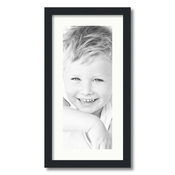 ArtToFrames 12x24 Matted Picture Frame with 8x20 Single Mat Photo Opening Framed in 1.25 Satin Black and 2 Fabric White Mat (FWM-3926-12x24)