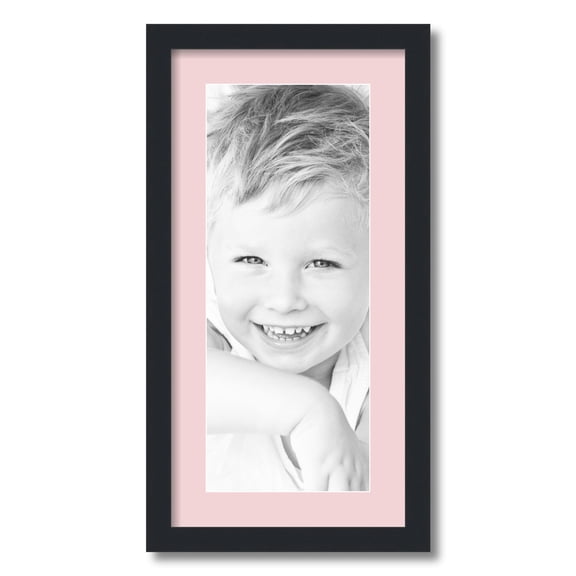 ArtToFrames 12x24 Matted Picture Frame with 8x20 Single Mat Photo Opening Framed in 1.25 Satin Black and 2 Hollyhock Mat (FWM-3926-12x24)