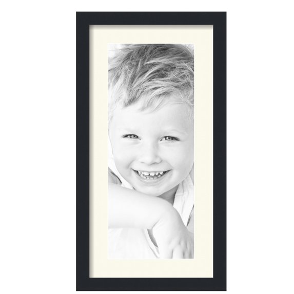 ArtToFrames 12x24" Matted Picture Frame with 8x20" Single Mat Photo Opening Framed in 1.25" Satin Black and 2" Off White Mat (FWM-3926-12x24)