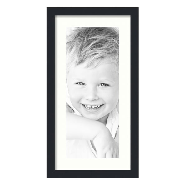 ArtToFrames 12x24" Matted Picture Frame with 8x20" Single Mat Photo Opening Framed in 1.25" Satin Black and 2" Porcelain Mat (FWM-3926-12x24)