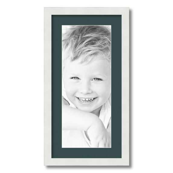 ArtToFrames 12x24 Matted Picture Frame with 8x20 Single Mat Photo Opening Framed in 1.25 Satin White Frame and 2 Evergreen Mat (FWM-3966-12x24)