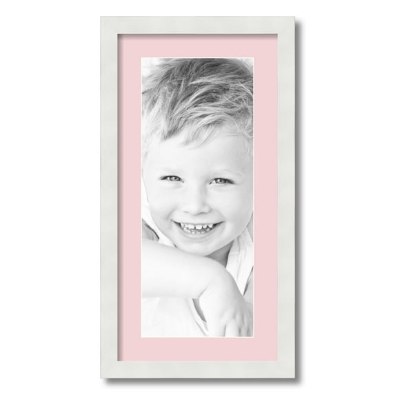 ArtToFrames 12x24 Matted Picture Frame with 8x20 Single Mat Photo Opening Framed in 1.25 Satin White Frame and 2 Hollyhock Mat (FWM-3966-12x24)