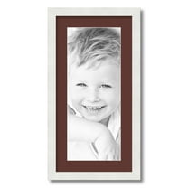 ArtToFrames 12x24 Matted Picture Frame with 8x20 Single Mat Photo Opening Framed in 1.25 Satin White Frame and 2 Maroon Mat (FWM-3966-12x24)