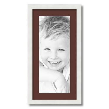 ArtToFrames 12x24 Matted Picture Frame with 8x20 Single Mat Photo Opening Framed in 1.25 Satin White Frame and 2 Maroon Mat (FWM-3966-12x24)