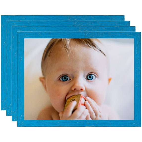ArtToFrames 13" x 19" Bright Blue Picture Frame, 13x19 inch Blue Wood Poster Frame (WOM-4751), 4 Pack