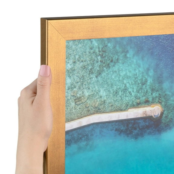 ArtToFrames 13" x 40" Muted Gold Glow Picture Frame, 13x40 inch Gold MDF Poster Frame (WOM-4670), Pack