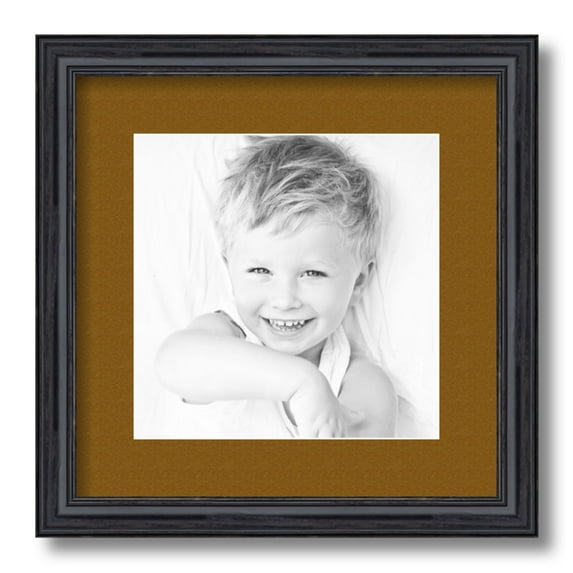 ArtToFrames 13x13 Matted Picture Frame with 9x9 Single Mat Photo Opening Framed in 1.25 Black Stain on Solid Red Oak and 2 Coronado Mat (FWM-4083-13x13)