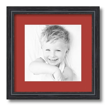ArtToFrames 13x13 Matted Picture Frame with 9x9 Single Mat Photo Opening Framed in 1.25 Black Stain on Solid Red Oak and 2 Deep Red Mat (FWM-4083-13x13)