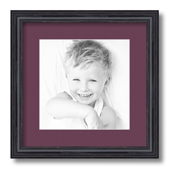 ArtToFrames 13x13" Matted Picture Frame with 9x9" Single Mat Photo Opening Framed in 1.25" Black Stain on Solid Red Oak and 2" Ruby Mat (FWM-4083-13x13)
