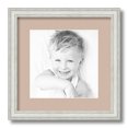 thumbnail image 1 of ArtToFrames 13x13 Matted Picture Frame with 9x9 Single Mat Photo Opening Framed in 1.25 Off White Wash on Ash and 2 Grey Beige Mat (FWM-4098-13x13), 1 of 8