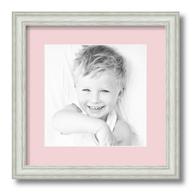 ArtToFrames 13x13 Matted Picture Frame with 9x9 Single Mat Photo Opening Framed in 1.25 Off White Wash on Ash and 2 Hollyhock Mat (FWM-4098-13x13)
