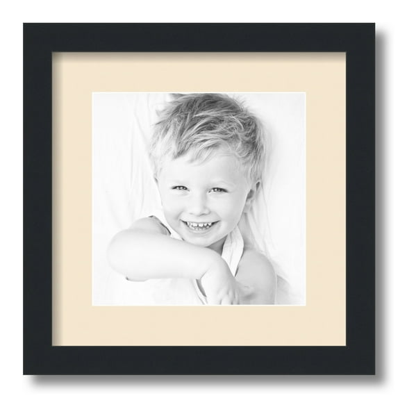 ArtToFrames 13x13" Matted Picture Frame with 9x9" Single Mat Photo Opening Framed in 1.25" Satin Black and 2" Alabaster Mat (FWM-3926-13x13)